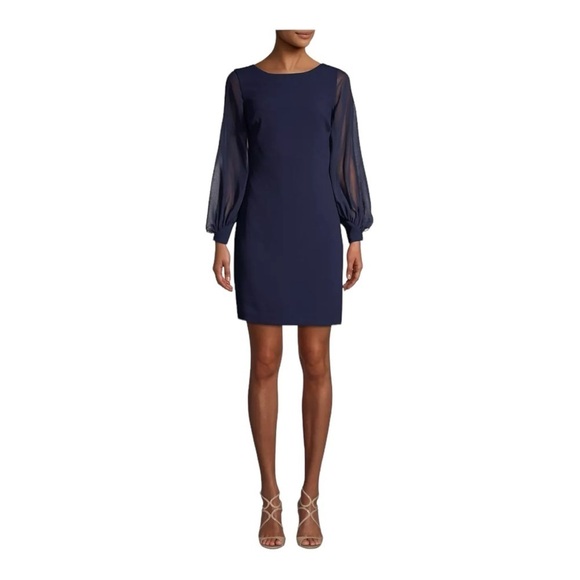 Trina Turk Energized Balloon-Sleeve Dress in Indigo NWT - Picture 4 of 12